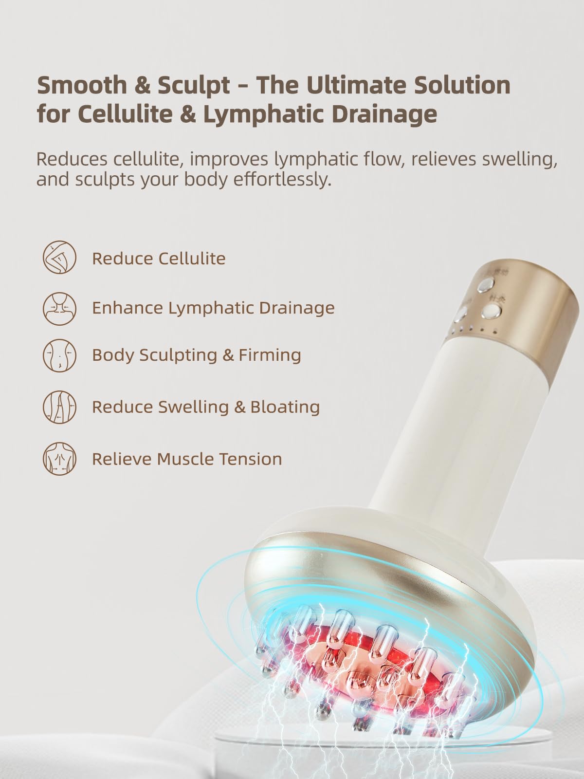 Yuonry anti cellulite massage tool in hand showing skin tightening potential