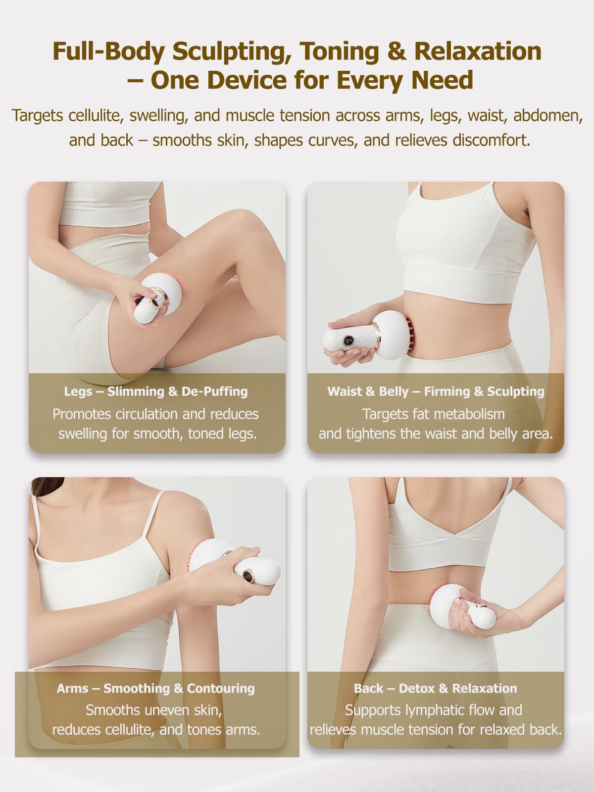Yuonry light, heat and vibration massage device for deeper cellulite treatment