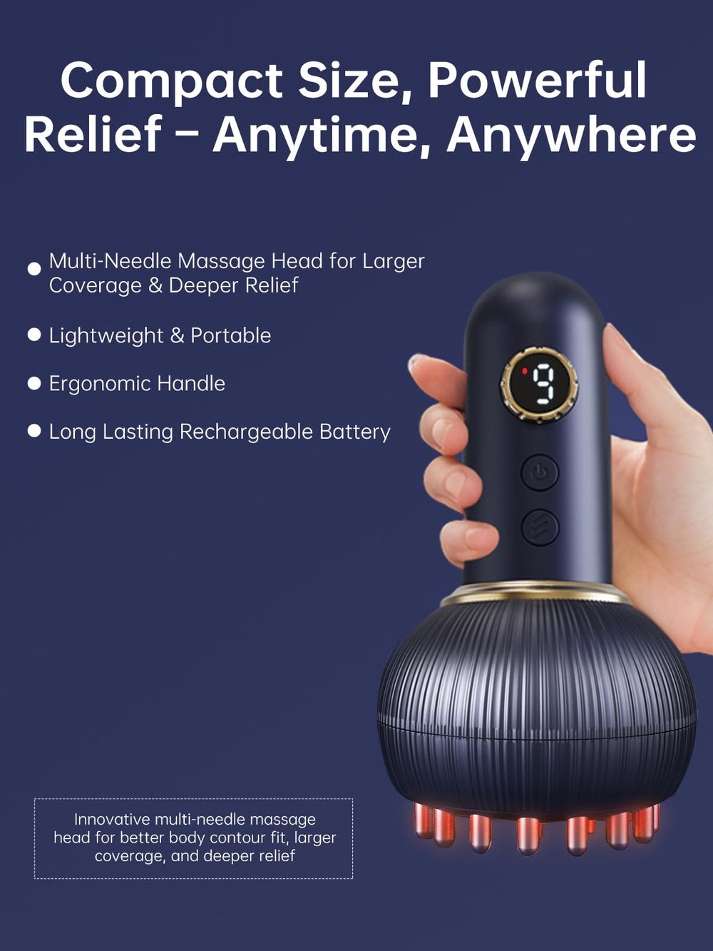 Yuonry SoothingPulse massager’s portable design supports use at home, gym, or travel.