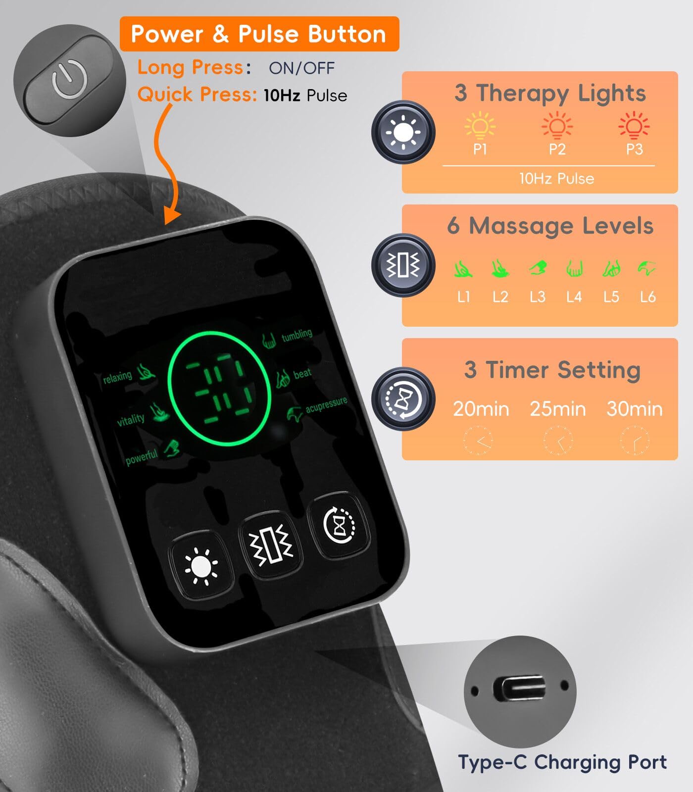 YUQBLITTY knee massager with 3-in-1 design and adjustable straps for a universal fit.