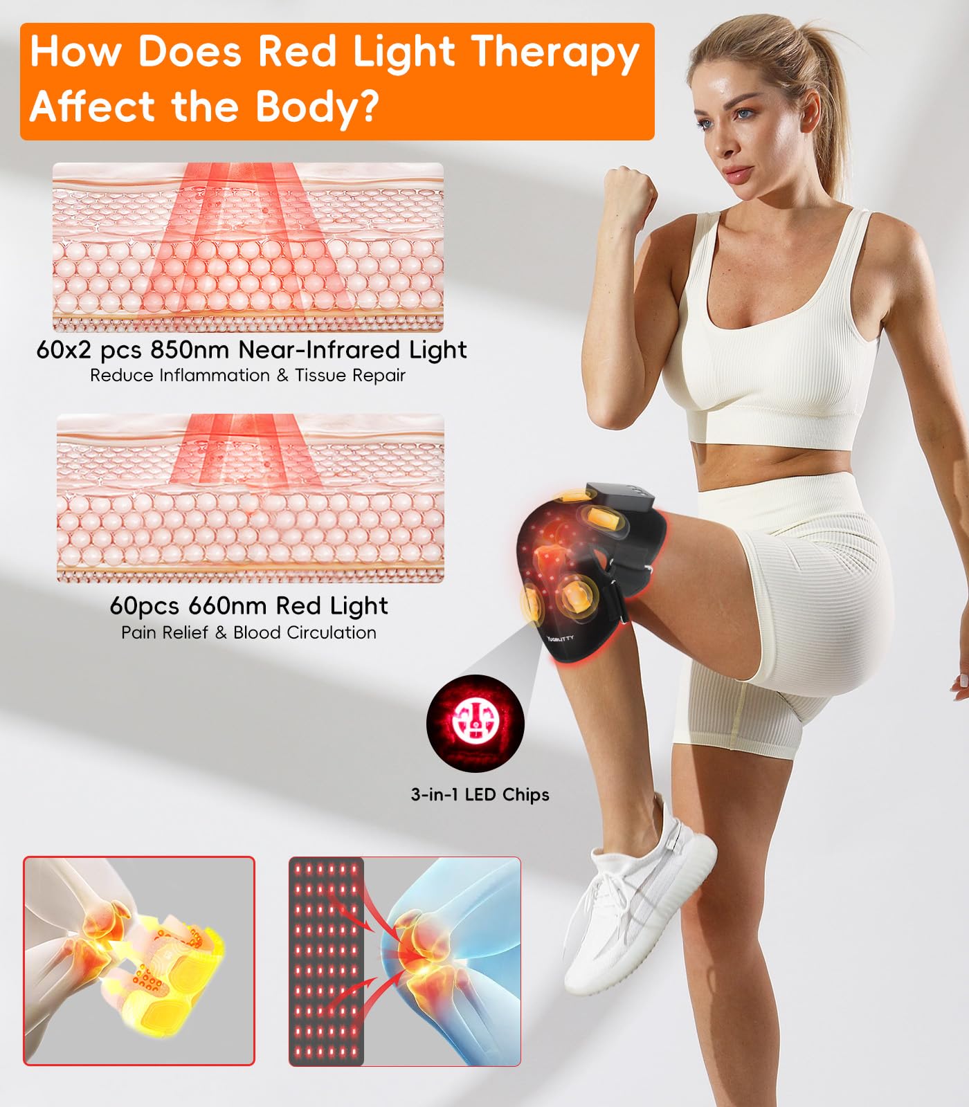 YUQBLITTY red light knee therapy combines infrared heat for soothing joint comfort.