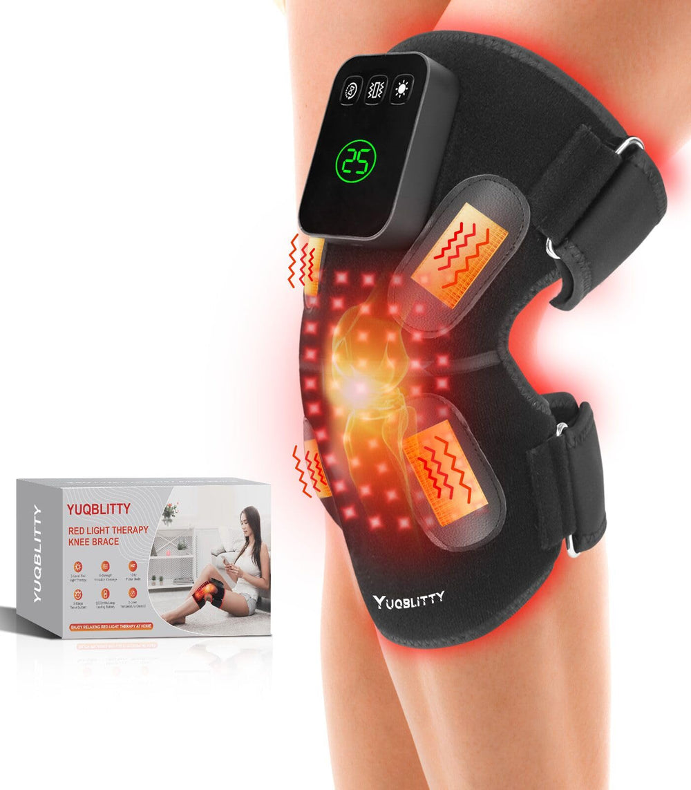 YUQBLITTY upgraded red light knee massage brace offers 360° vibration for comprehensive knee relief.