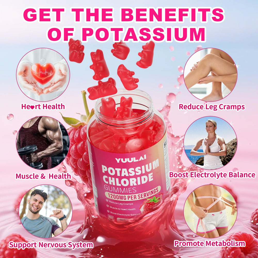 YUULAI raspberry-flavored gummies, easy to chew for adults and kids.