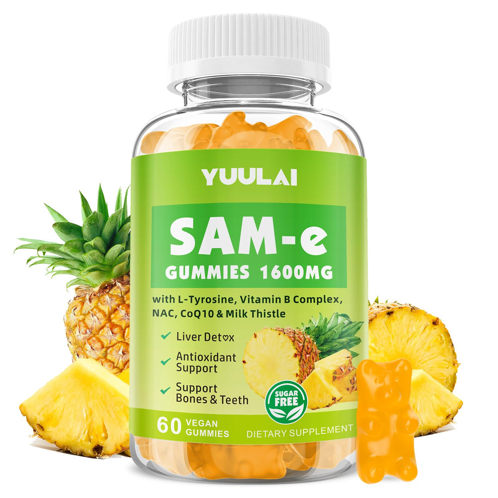 YUULAI SAM-e Gummies pineapple flavor bottle for daily wellness.