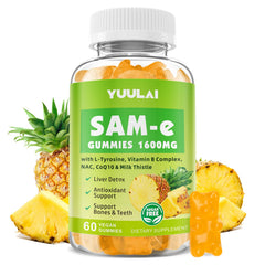 YUULAI SAM-e Gummies pineapple flavor bottle for daily wellness.