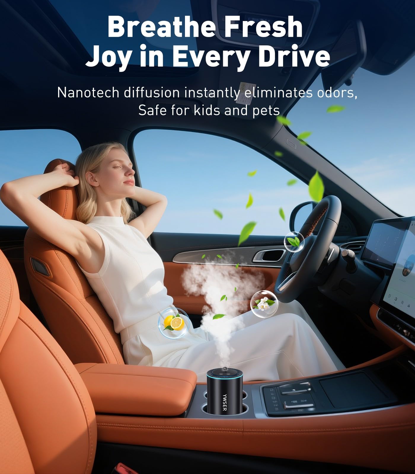 YWSER aromatherapy diffuser for car interior, portable scent enhancements.