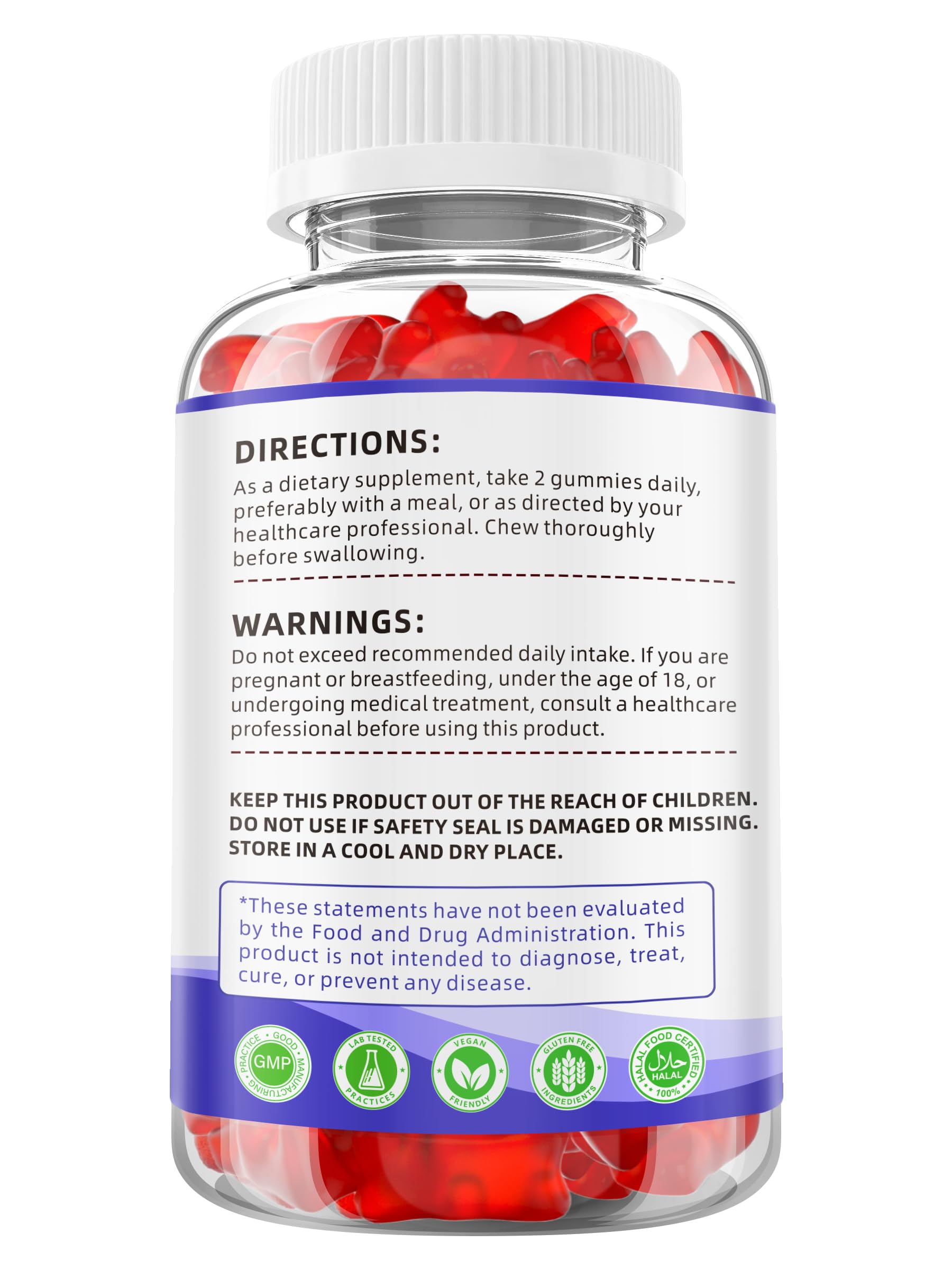 YXSW GLP-1 Raspberry Gummies ingredients panel shows sugar-free probiotic formula