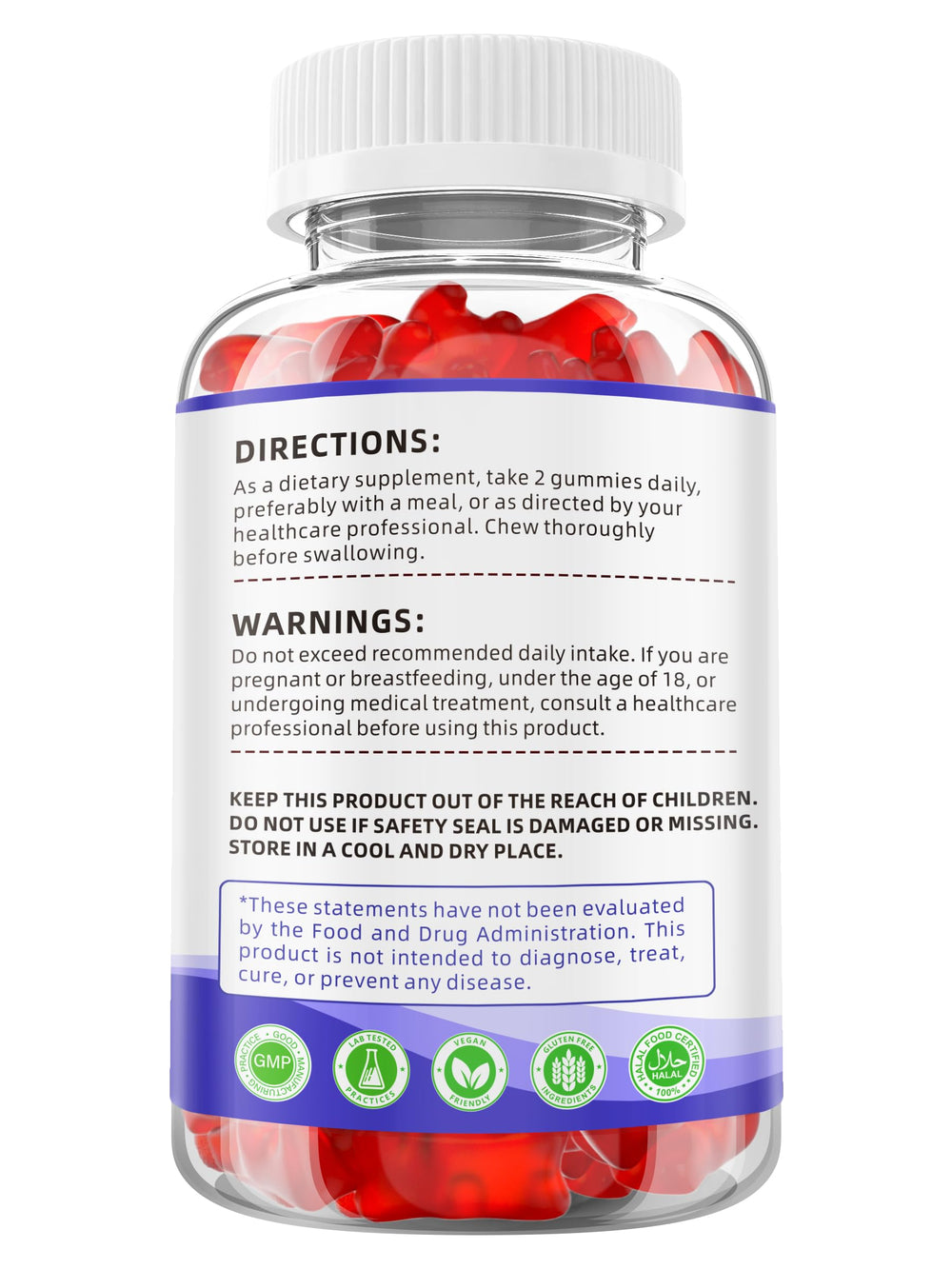 YXSW GLP-1 Raspberry Gummies ingredients panel shows sugar-free probiotic formula