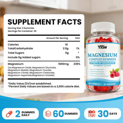 YXSW Magnesium Complex Gummies bottle closeup highlighting eight elemental forms