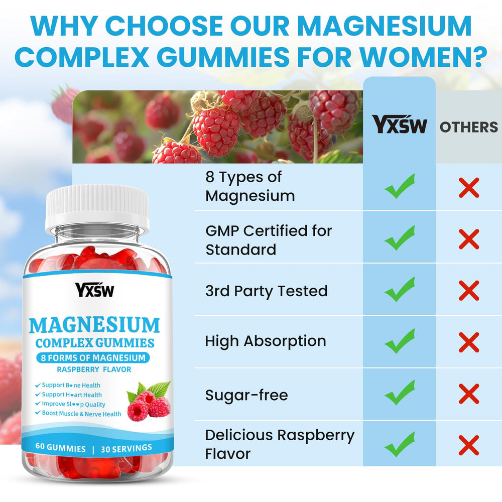 YXSW vegan non-GMO label on packaging for a clean magnesium option