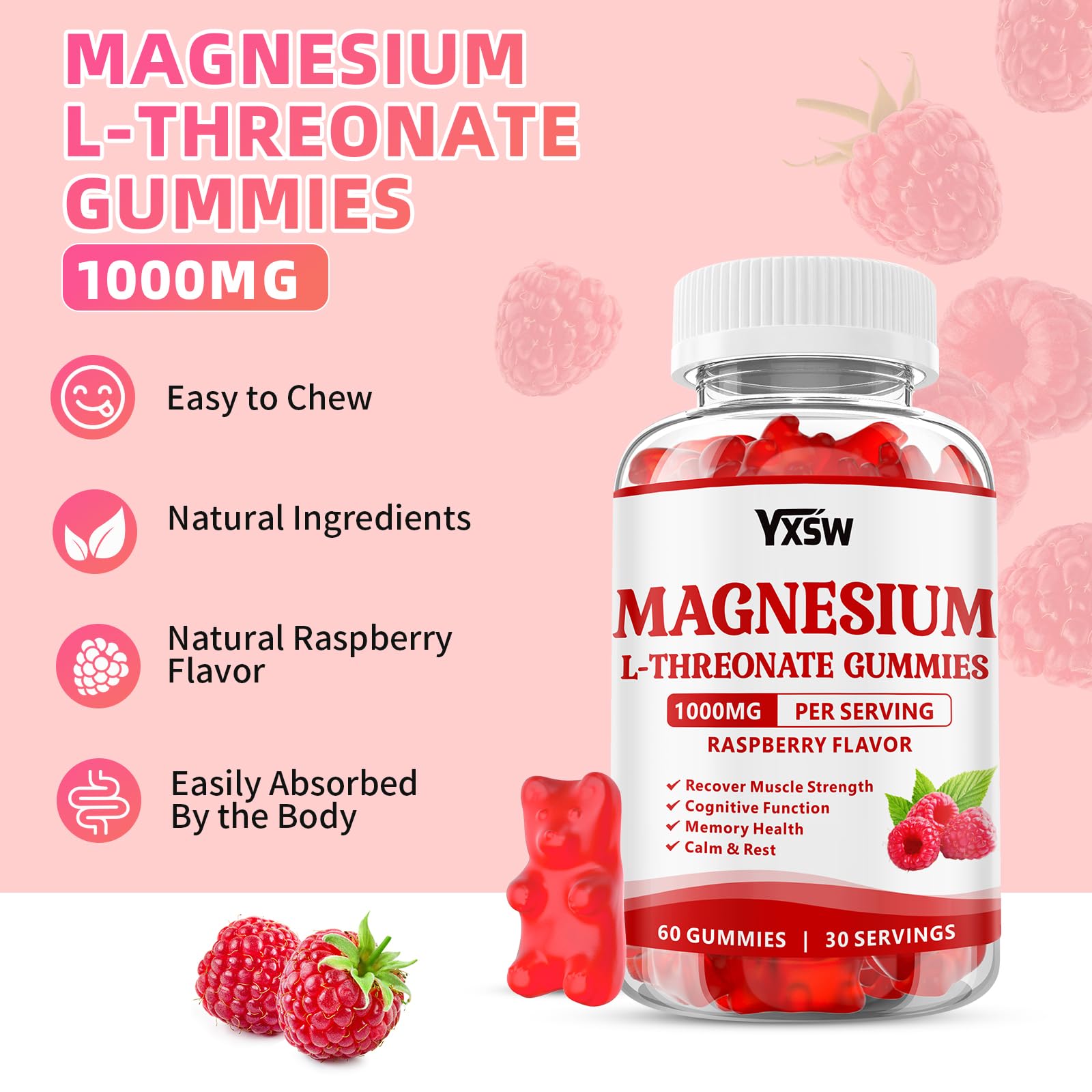 Soft chew texture of YXSW magnesium gummies, easy daily consumption.