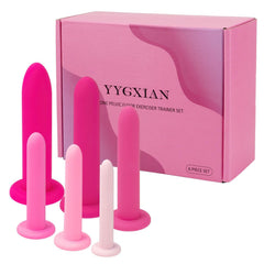 YYGXIAN silicone pelvic floor dilator set, front view, six sizes for progressive practice.