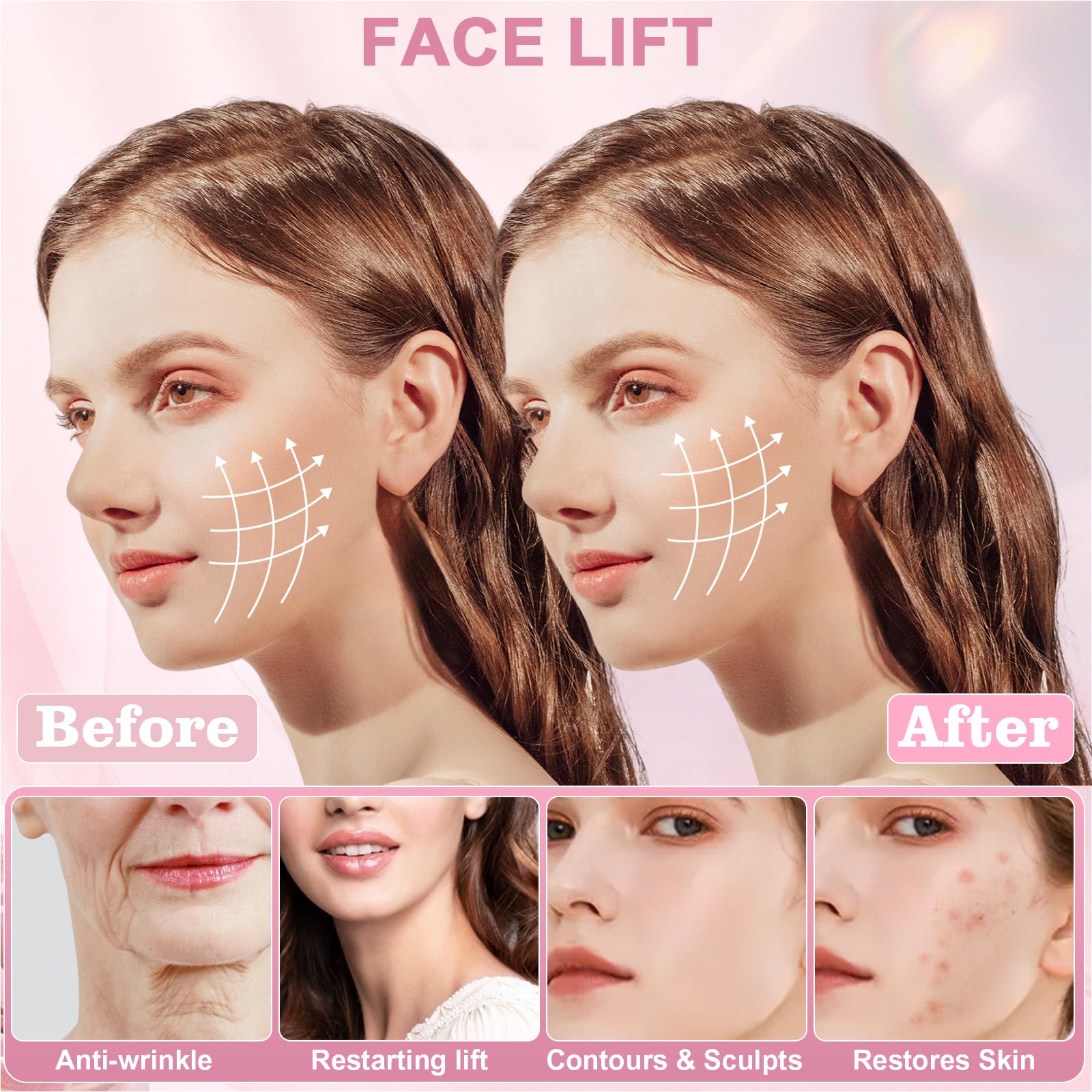 YZWONLY CPAP-friendly chin strap pink, easy to wear during sleep
