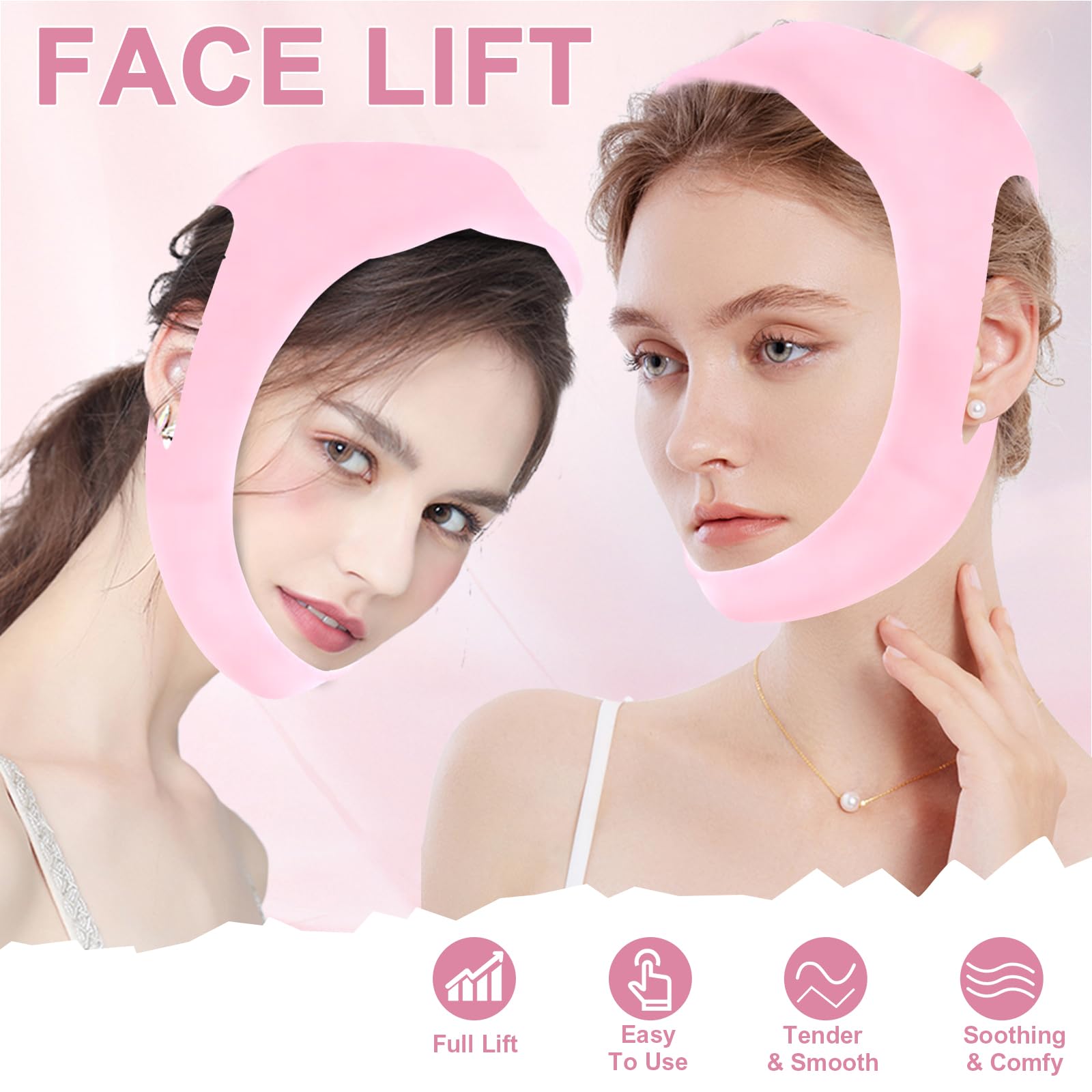 YZWONLY reusable face strap pink, adjustable for various head sizes
