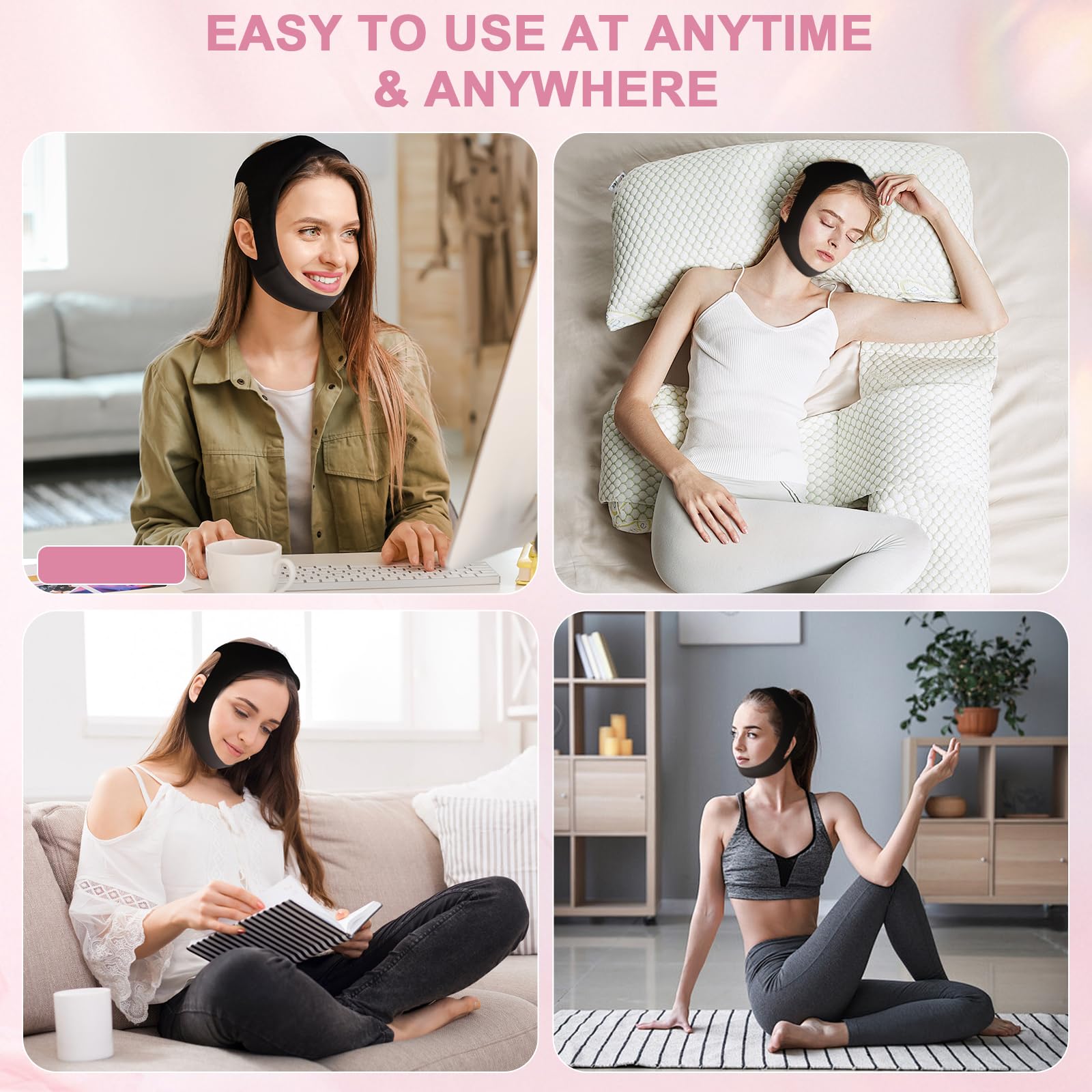 YZWONLY reusable face strap highlights hypoallergenic ice silk fabric and comfort.