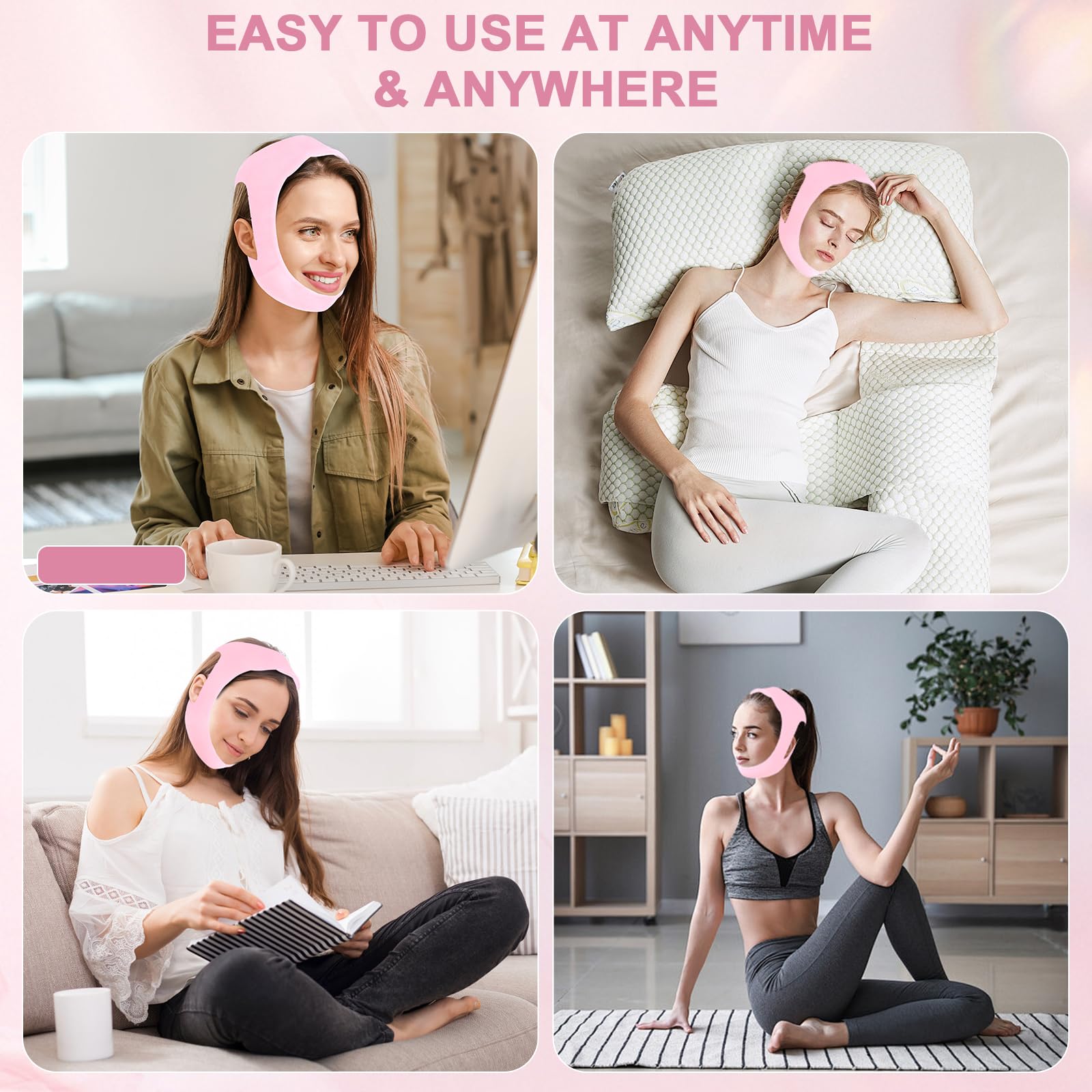 YZWONLY shaped face mask pink, soft fit helps with sagging feel
