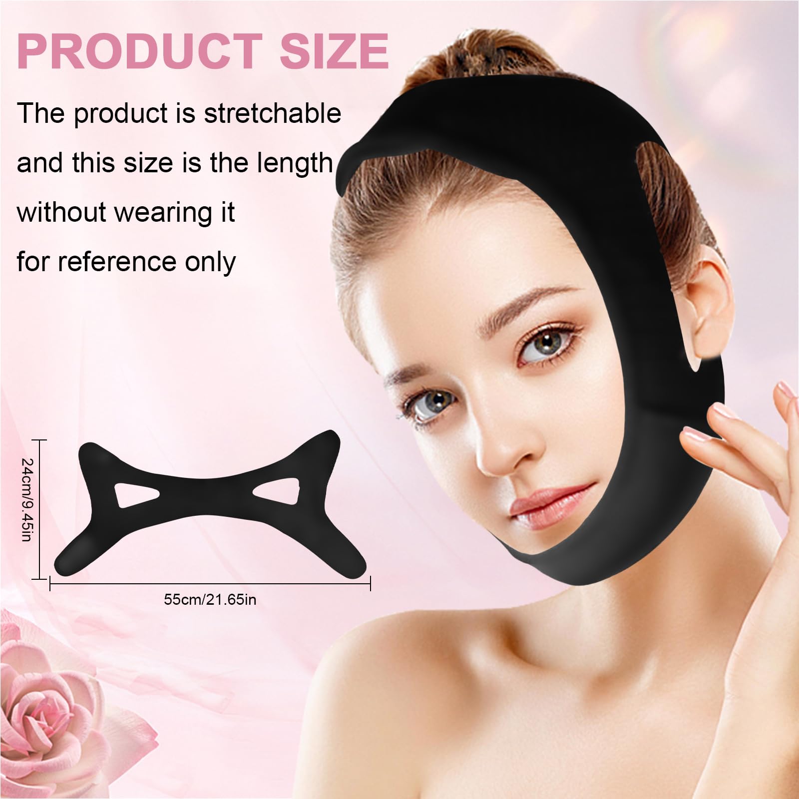 YZWONLY shaped face mask for sagging appearance shown on model.