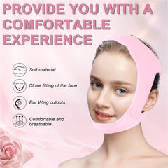 YZWONLY V-line chin strap pink, side view for sleep comfort and jaw support