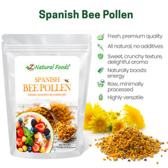 Z Natural Foods bee pollen granules, nutrient-dense natural multivitamin-like profile for daily wellness.