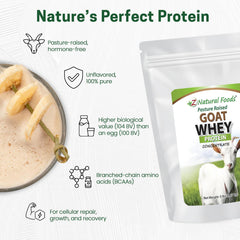 Z Natural Foods Goat Whey Protein ingredient closeup—essential amino acids for muscle support