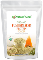 Z Natural Foods organic pumpkin seed protein powder in a bag for smoothies
