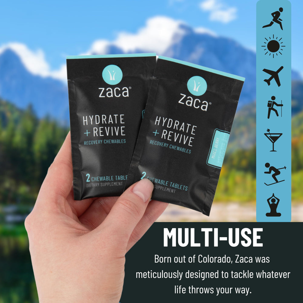 Zaca Recovery berry flavor chews offering tasty, sugar-free refreshment during workouts