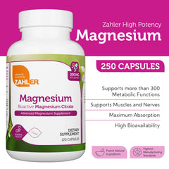 Zahler bioactive magnesium citrate ingredients label highlights purity.