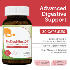 Zahler BioDophilus100 ingredients label showing 11 strains and prebiotics