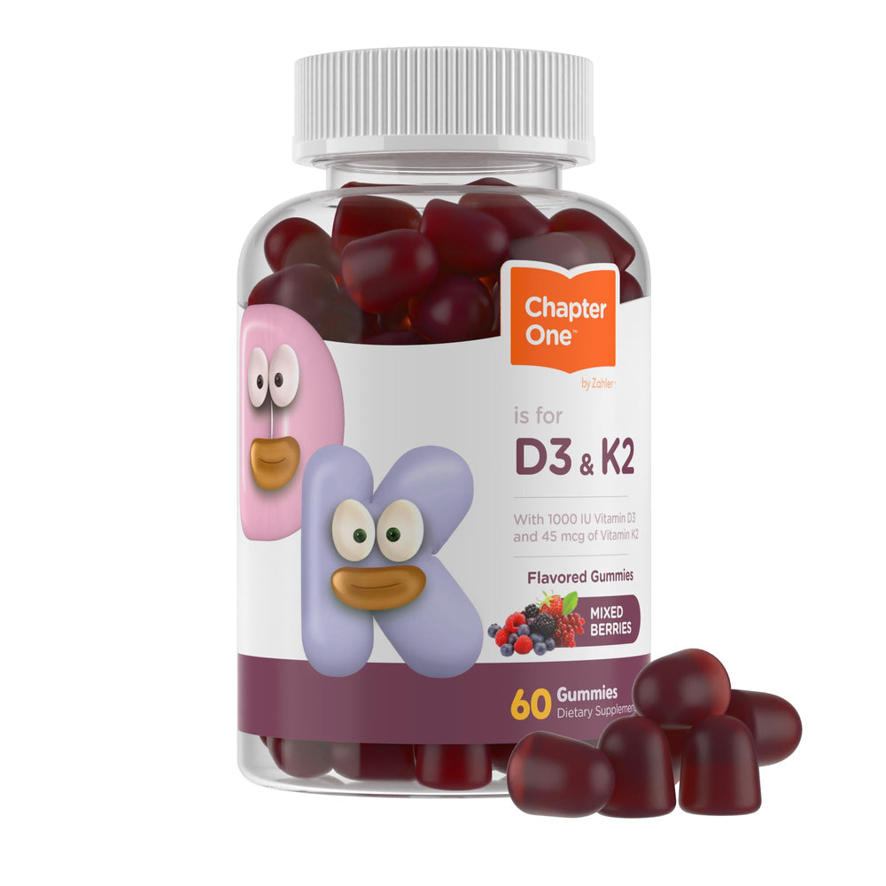 Zahler Chapter One D3 K2 gummies in bottle for kids' daily vitamin routine