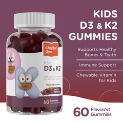 Zahler Chapter One D3 K2 gummies label emphasizing calcium absorption support