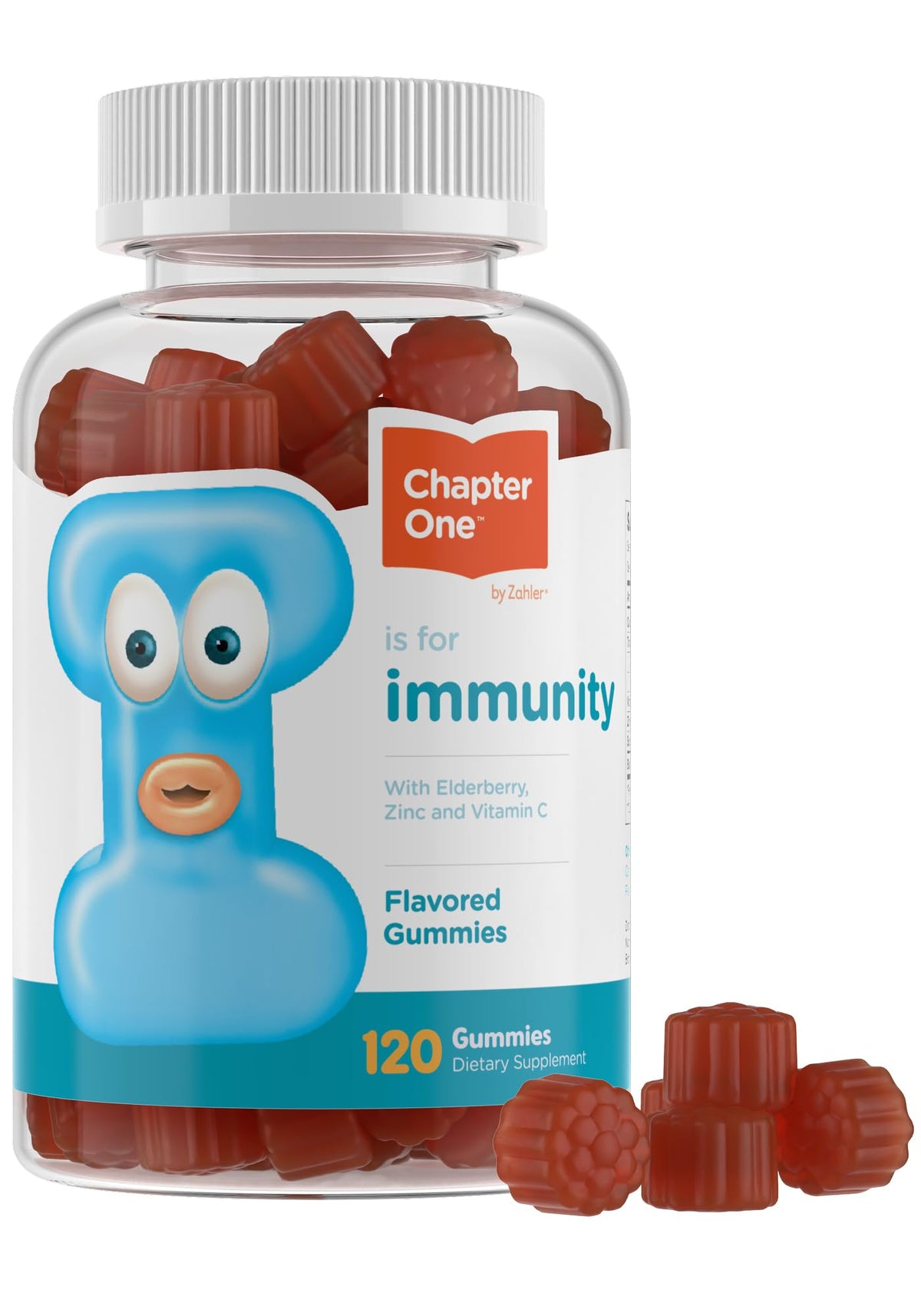Zahler Chapter One Immunity Gummies for Kids bottle showing daily immune support potential