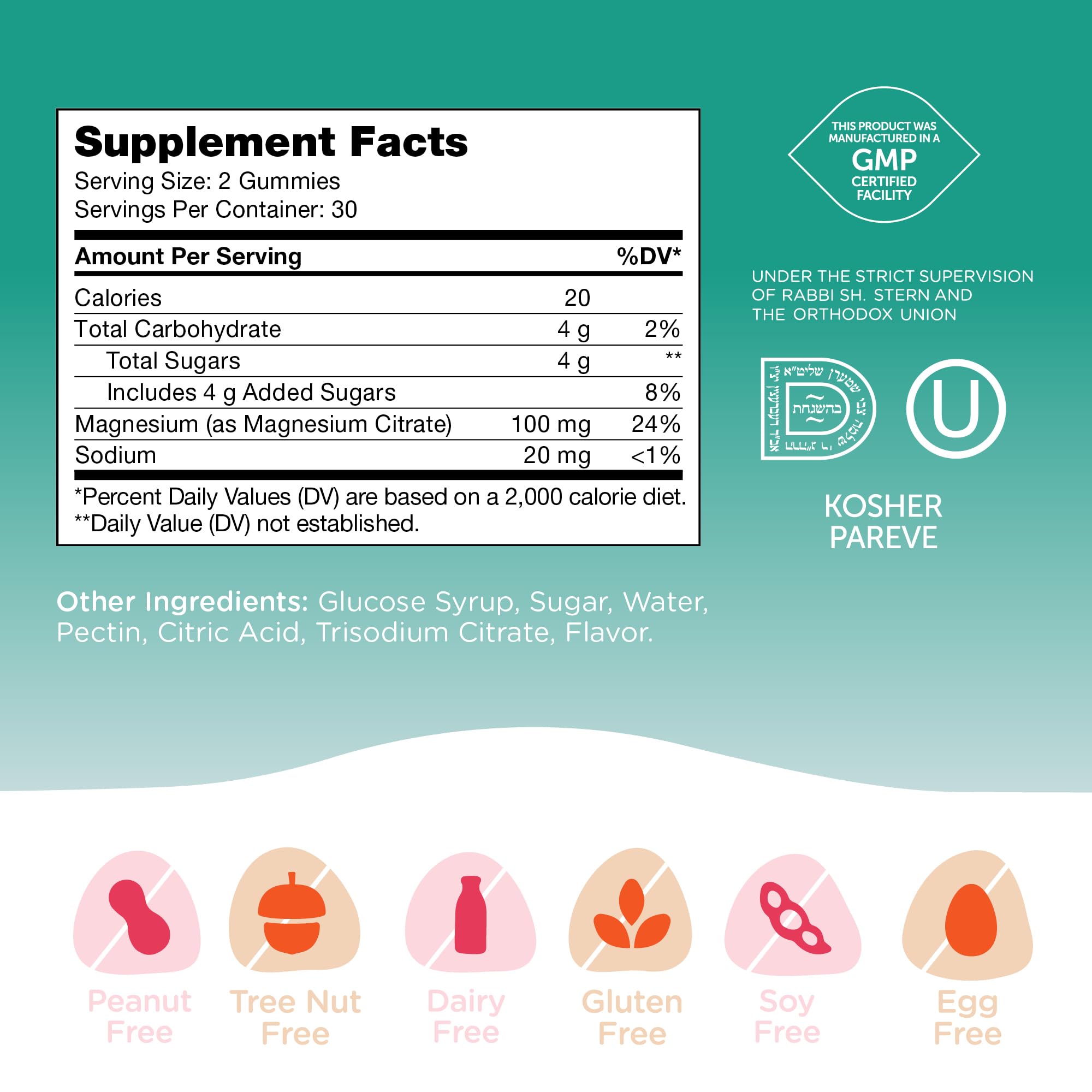 Zahler Chapter One magnesium gummies with kosher certification label