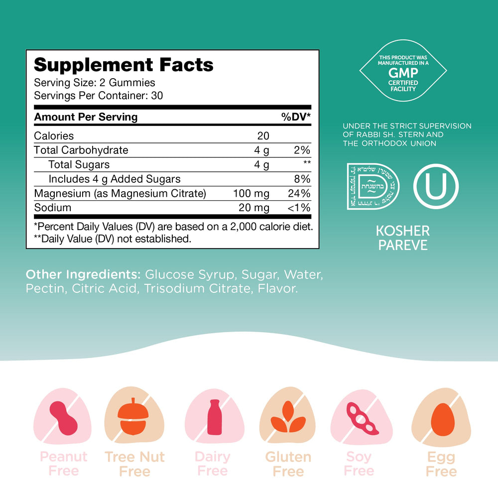 Zahler Chapter One magnesium gummies with kosher certification label