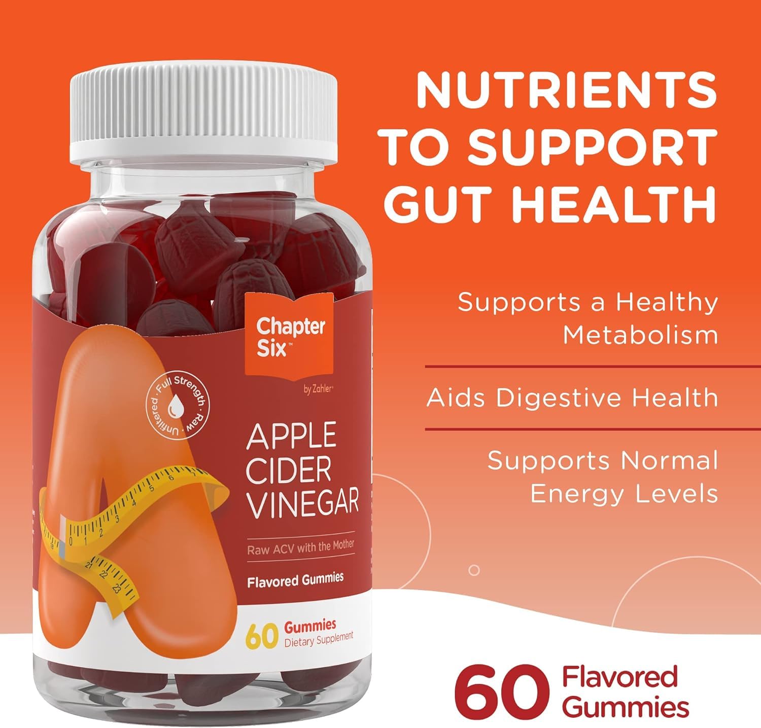 Zahler Chapter Six ACV Gummies label with kosher and non-GMO certifications.