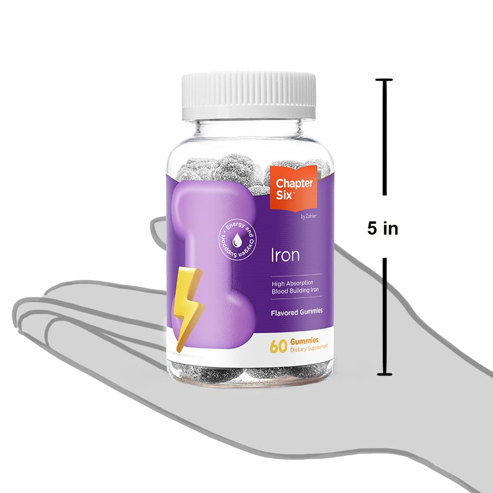 Zahler Chapter Six Iron Gummies nutrition facts label with vitamin C.