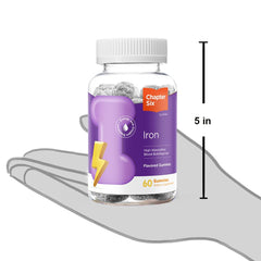 Zahler Chapter Six Iron Gummies nutrition facts label with vitamin C.