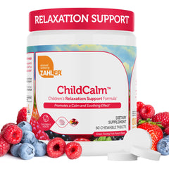 Zahler ChildCalm fruit punch chewables bottle for kid-friendly calm support.