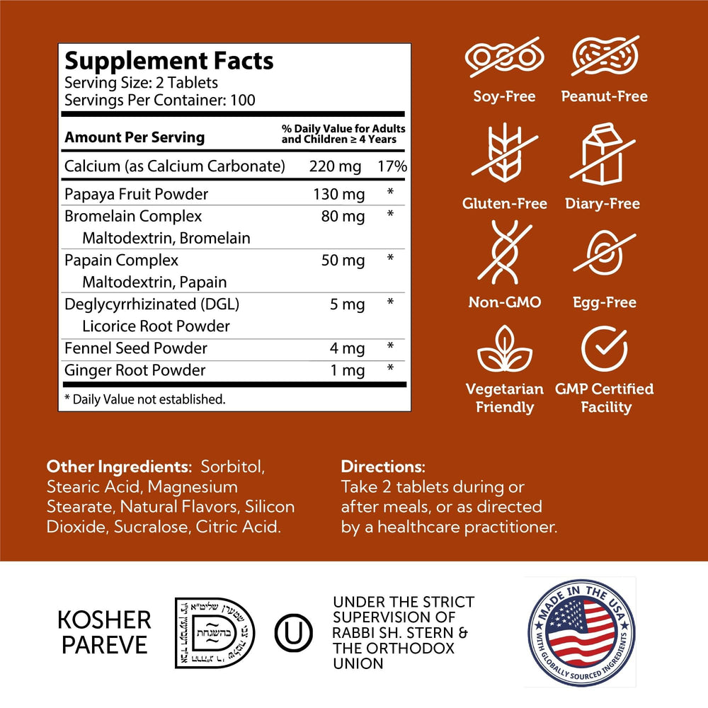 Zahler fruit enzyme bottle showing bromelain and papain benefits