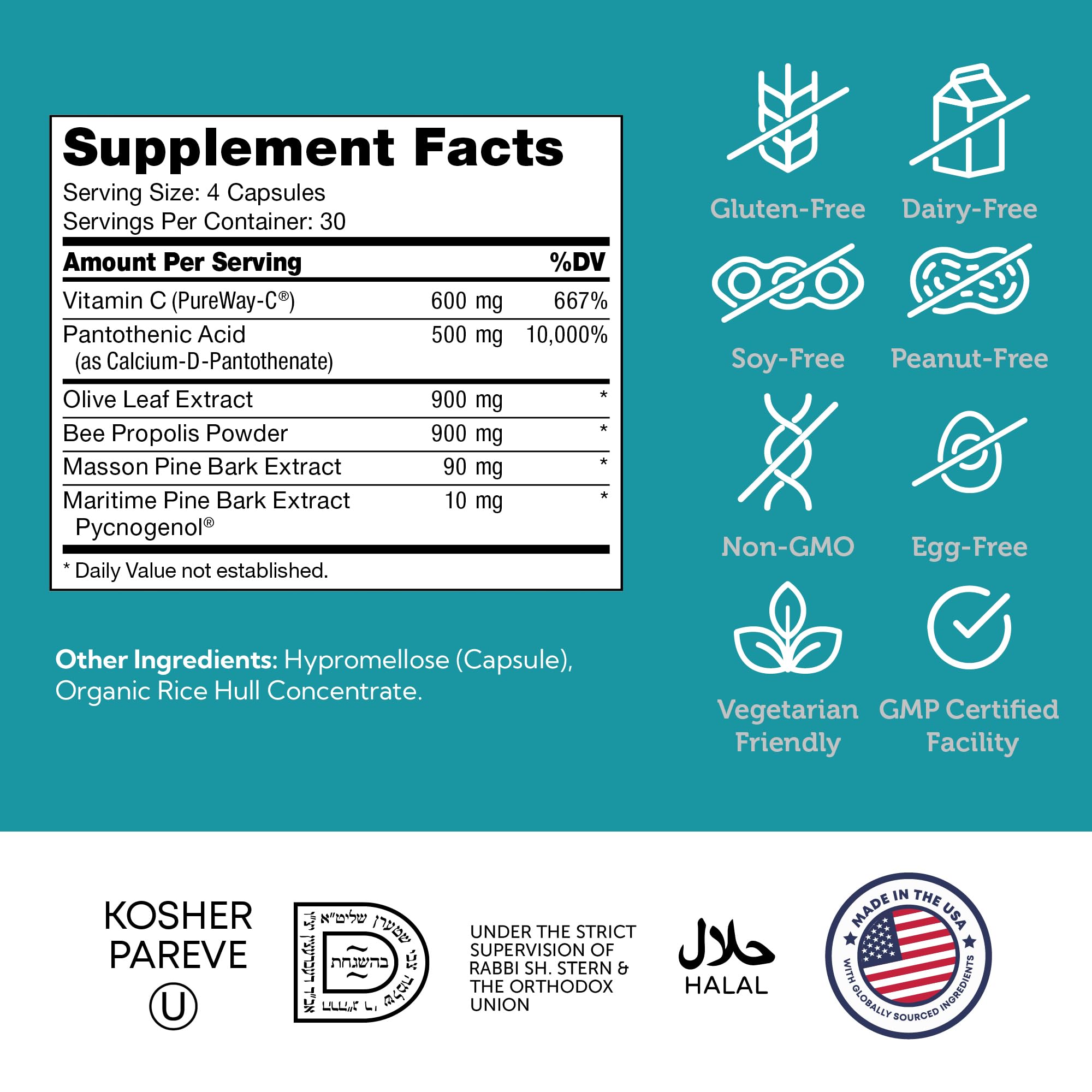Zahler Immune Defense olive leaf extract detail shows natural blend
