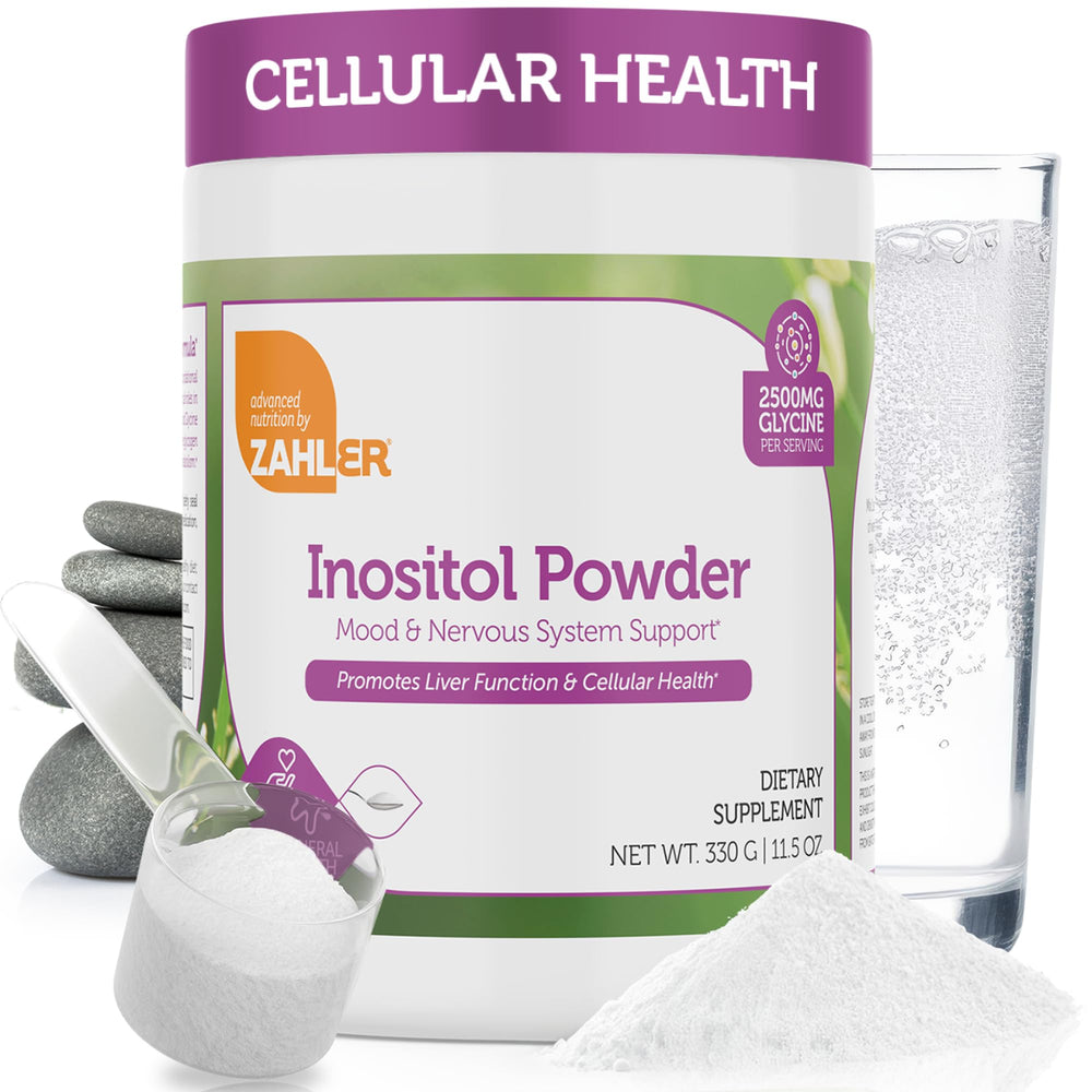 Zahler Inositol Glycine supplement bottle supports daily mood and nervous system health.