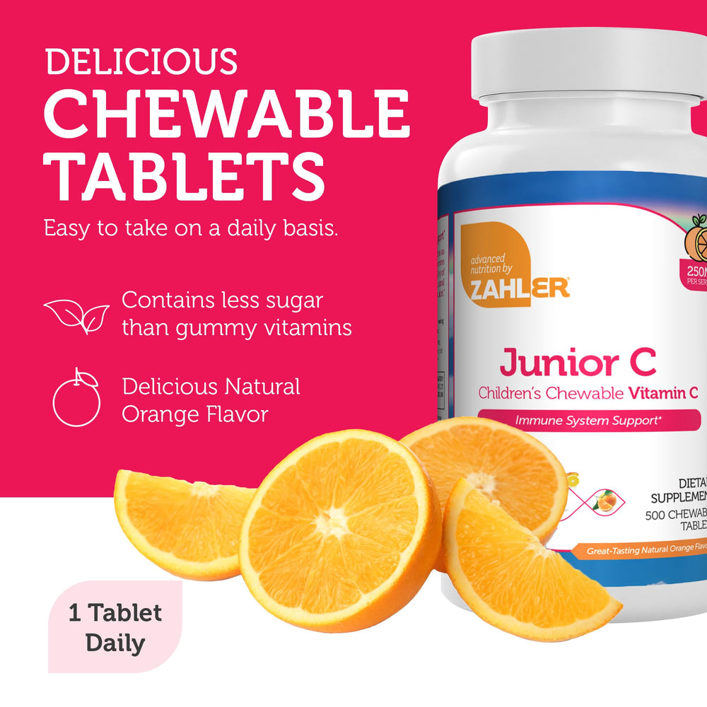 Kosher-certified Zahler Junior C packaging label, highlighting purity and quality.
