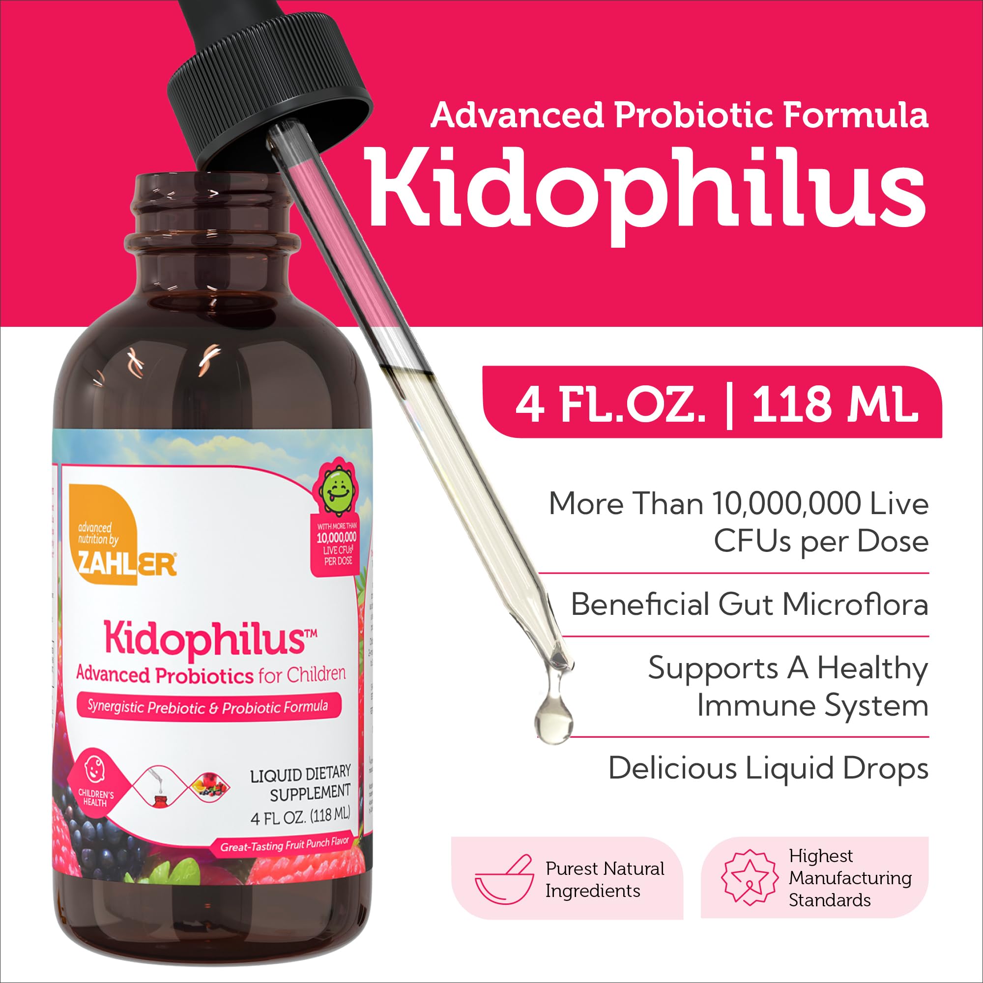 Zahler Kidophilus label shows kosher certification.
