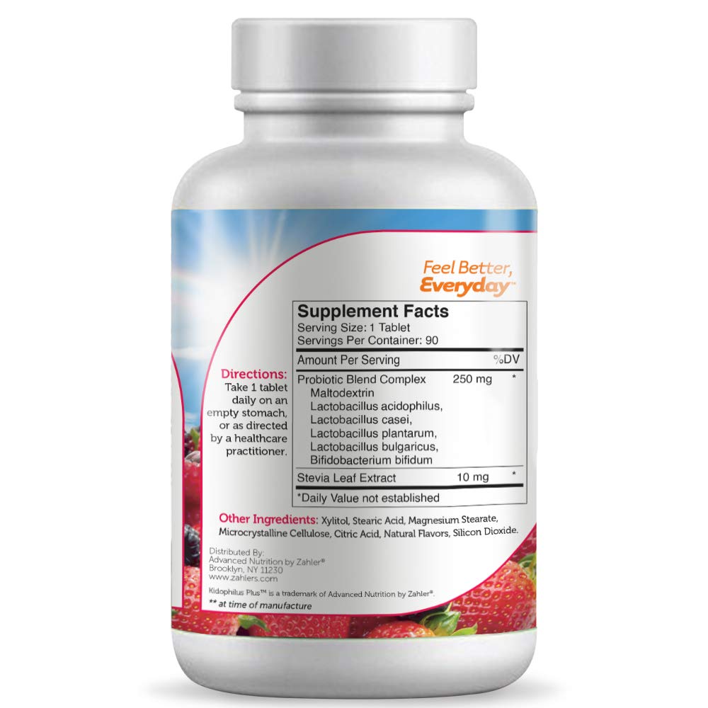 Zahler Kidophilus one-billion live CFU supports daily gut balance.
