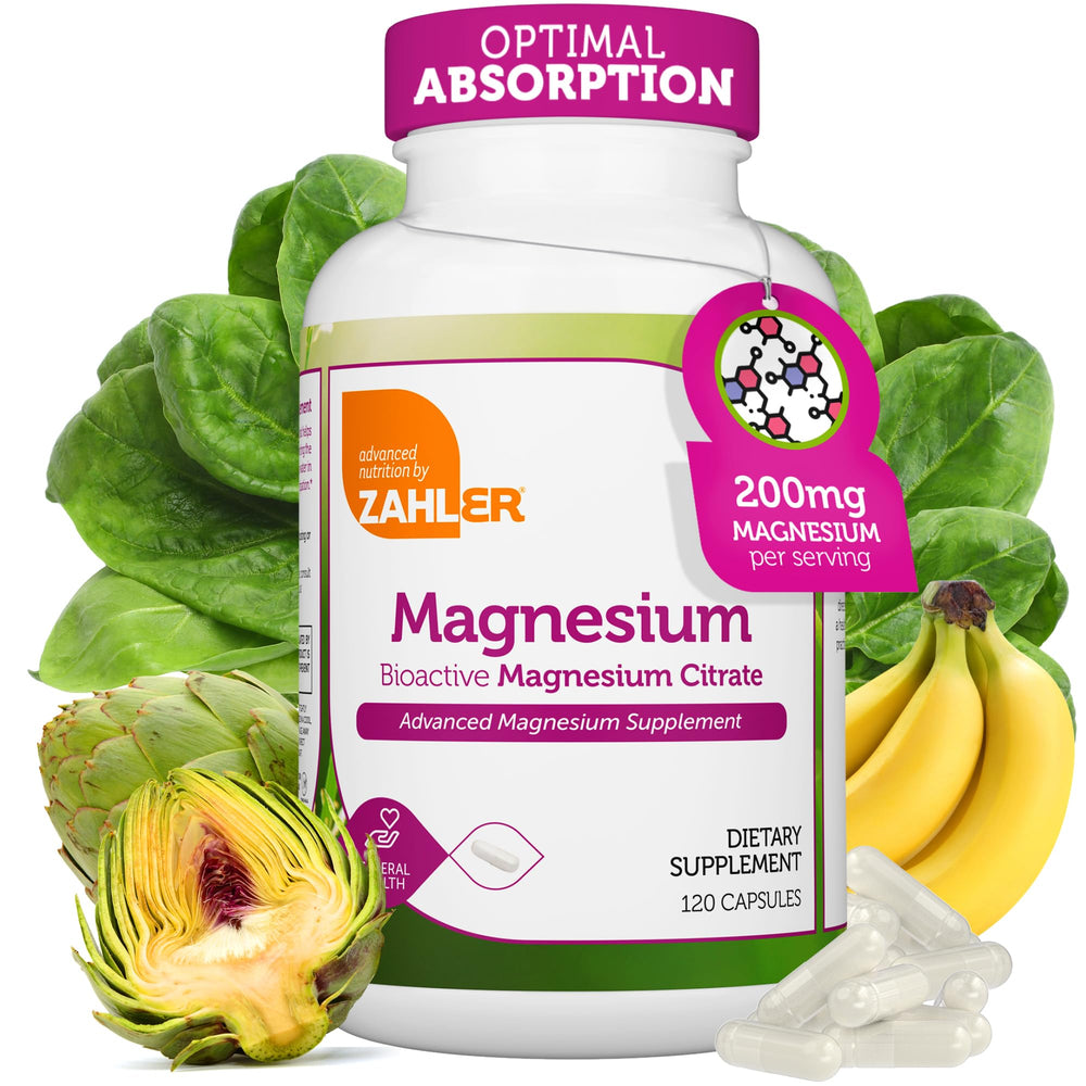Zahler Magnesium Citrate 200 mg bottle promotes high-potency support for energy and muscle function