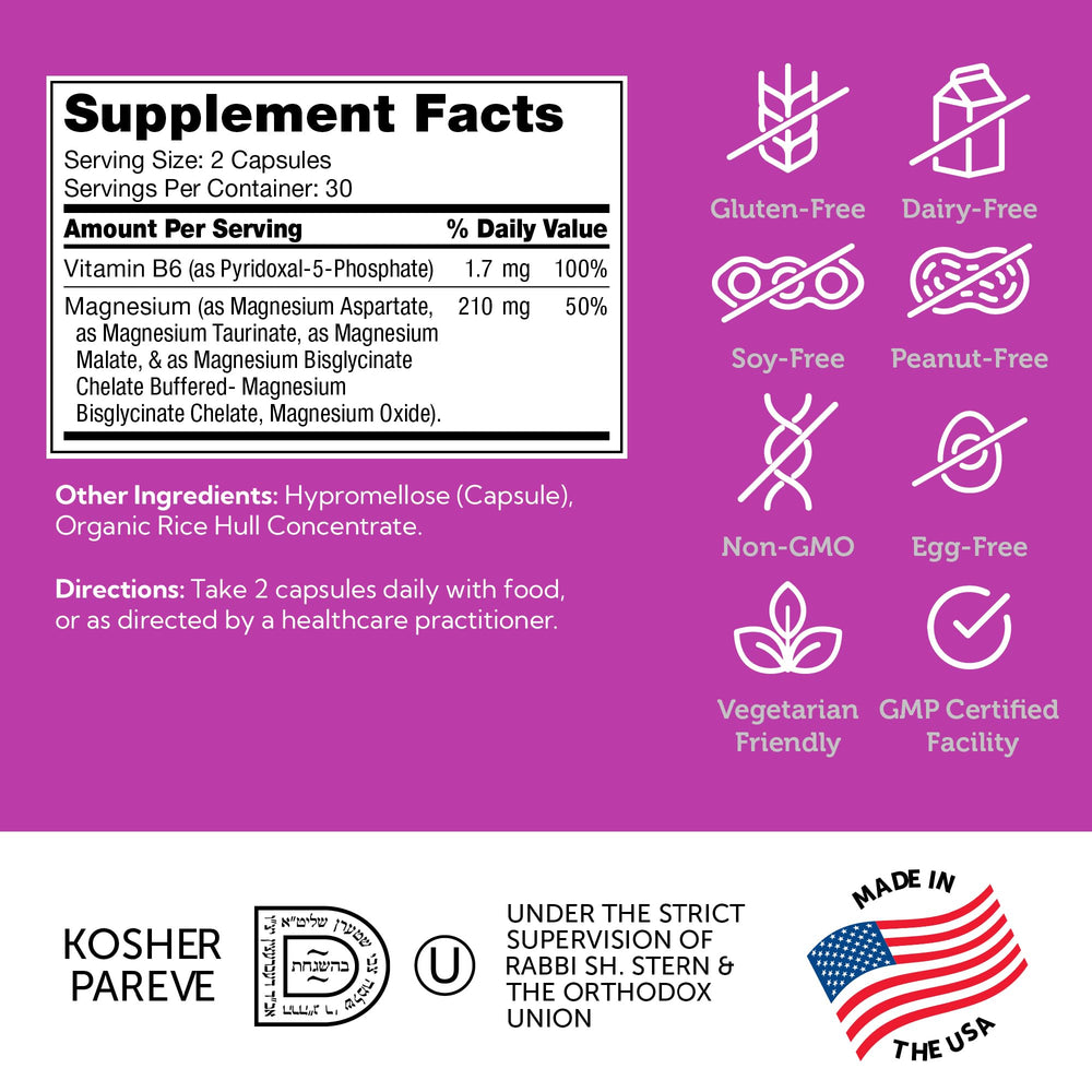 Zahler Magnesium Complex packaging back showing ingredients and guidelines.