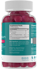 Close-up of Zahler Magnesium Gummies showing raspberry chews for tasty, sugar-free daily support.