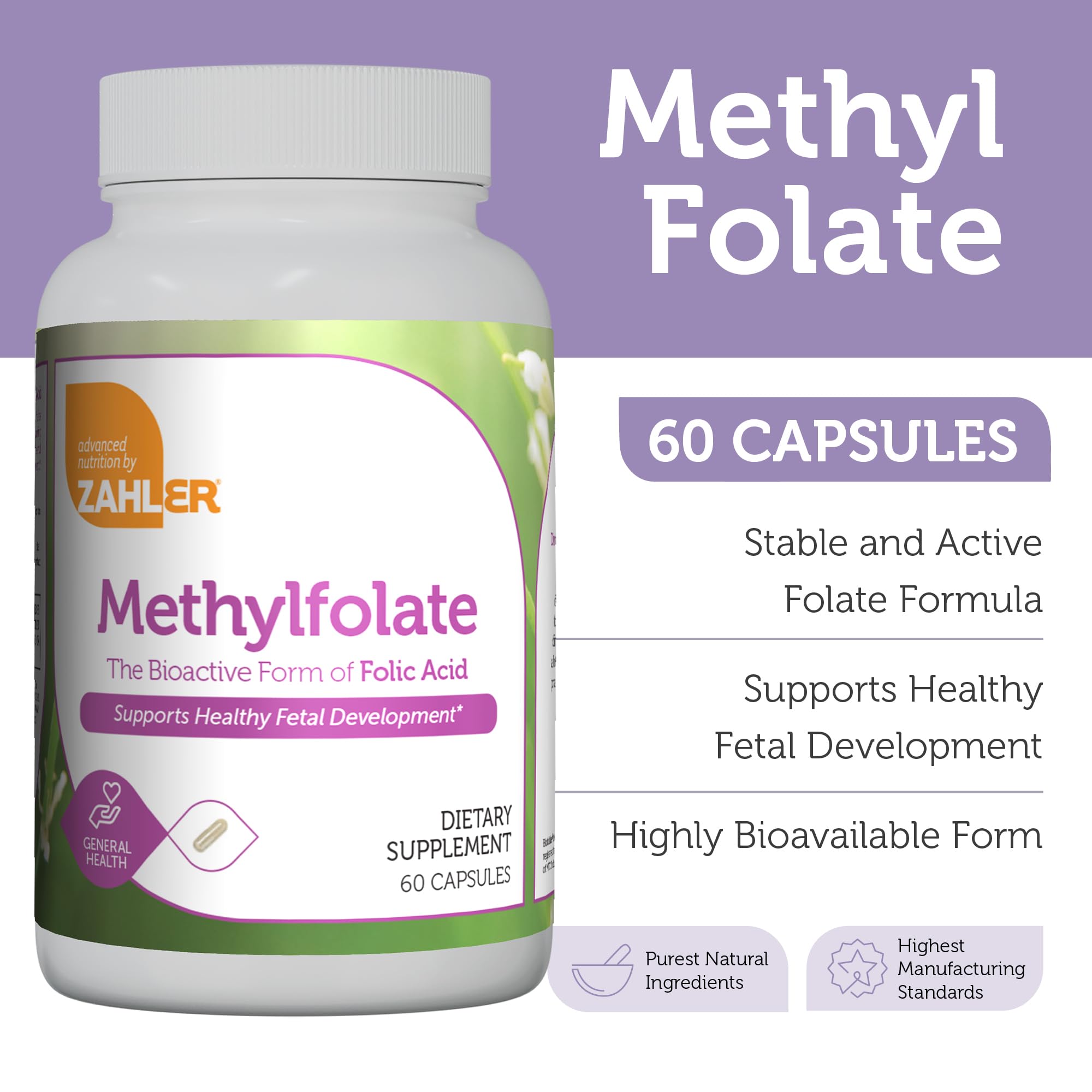 Zahler Methylfolate capsules arranged for a daily-use routine