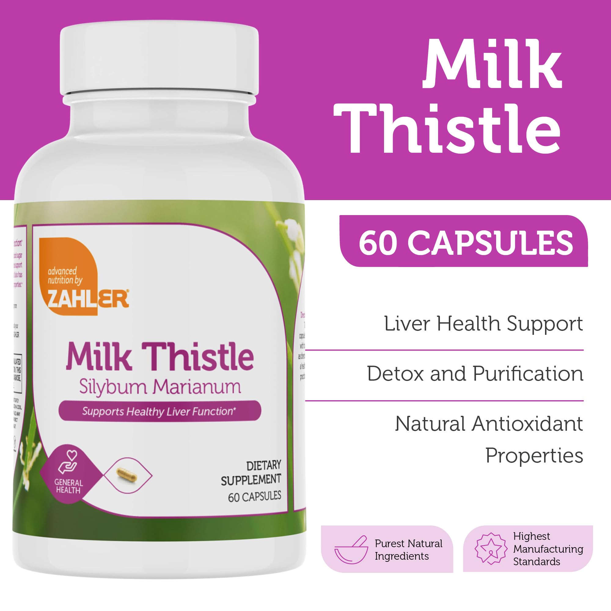 Zahler Milk Thistle Silymarin ingredient highlights natural components