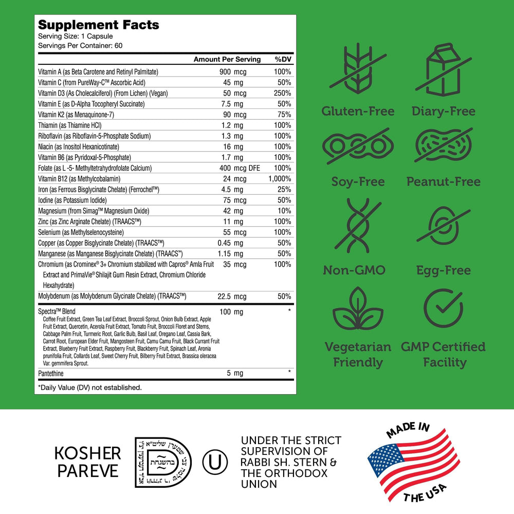 Zahler One Daily ingredients panel highlighting whole-food sources