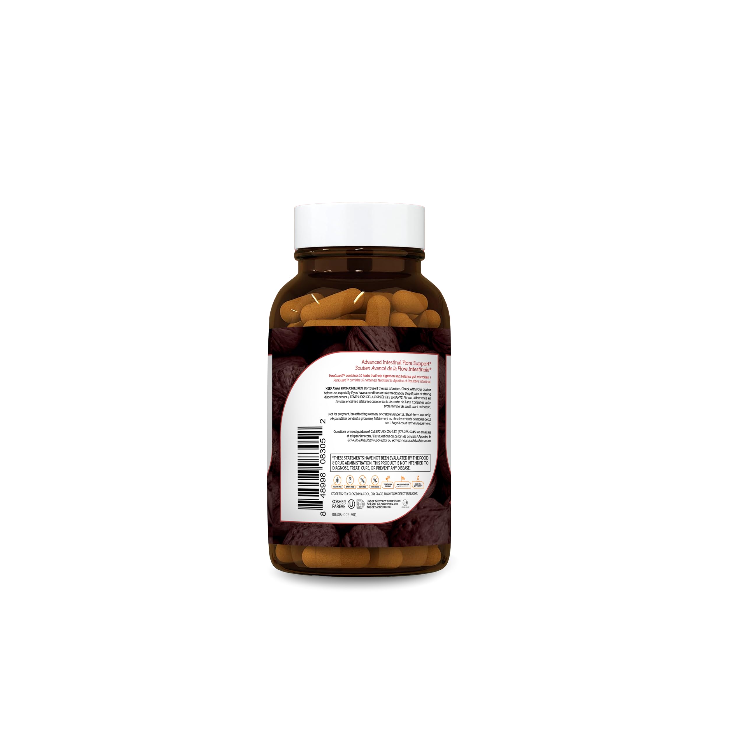 Zahler ParaGuard capsules label close-up showing wormwood ingredient for digestive balance